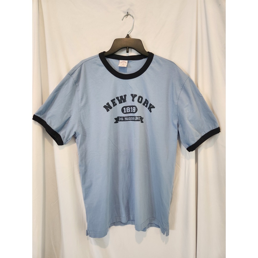 Brooks Brothers 346 Mens XL Ringer T-Shirt Blue New York 1818 Graphic Cotton Tee